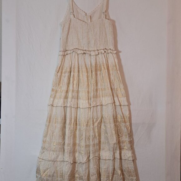 Anthropologie Cream and Gold Maxi Dress - Picture 3 of 16